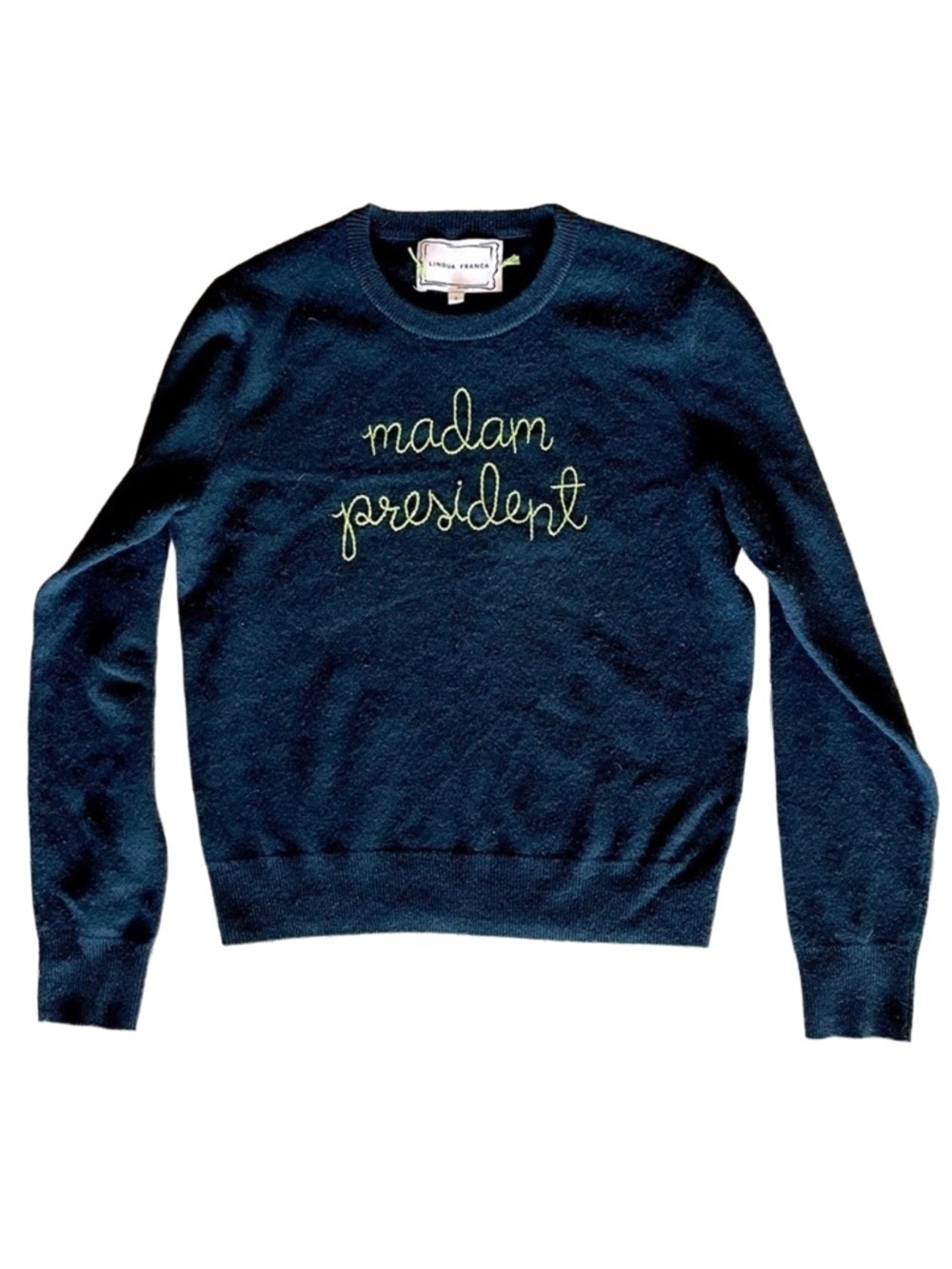 Lingua Franca “Madam President” Cashmere Sweater Black Small Limited Edition - Picture 2 of 6